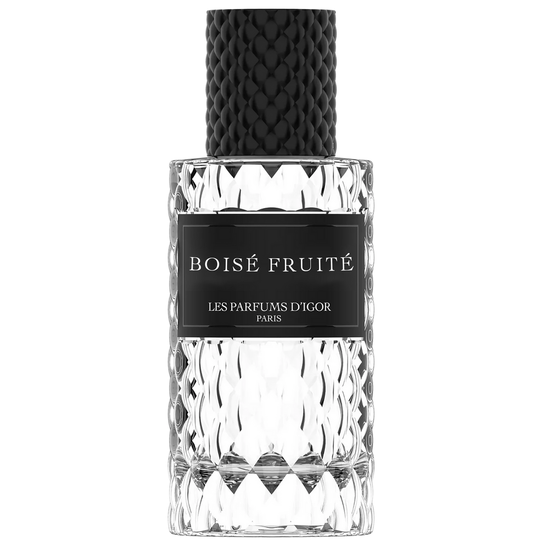 Flacon du parfum Boisé Fruité – extrait inspiré de Silver Mountain Water de Creed, Les parfums d'igor, 50 ml.