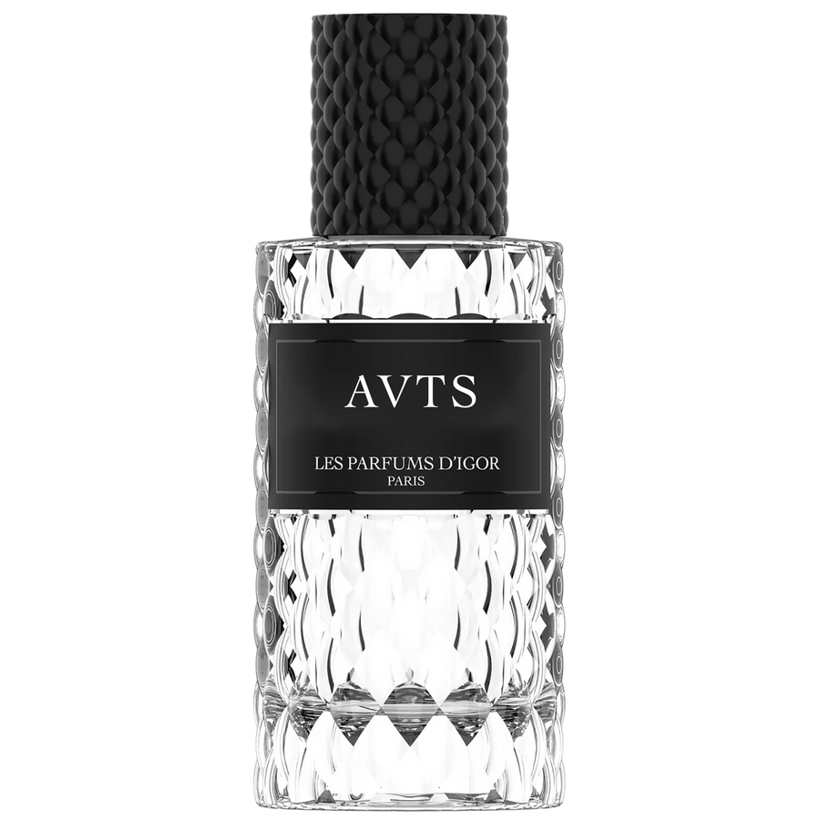 Flacon du parfum AVTS – extrait masculin inspiré d’Aventus de Creed, par Les Parfums d’IGOR, 50 ml.