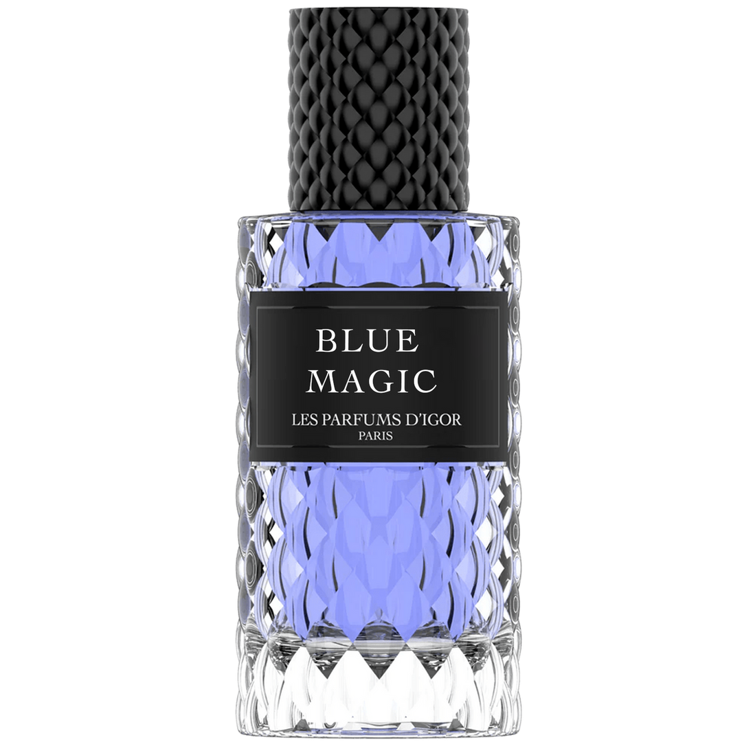 Flacon du parfum Blue Magic – édition limitée inspirée de Crazy Moody, signé Les parfums d'igor, 50 ml.
